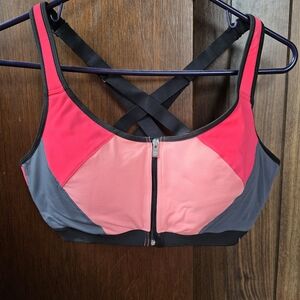 Colorblock Sports Bra - Pink and Gray